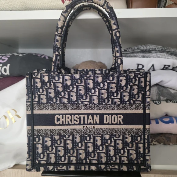 Christian Dior Oblique Book Tote Bag Blue Small - Picture 2 of 14